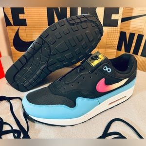 Nike Air Max 1 Jewel Swoosh - Black Blue Furry 2019 Size 13
